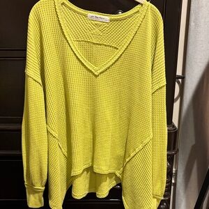 We the Free Coraline thermal oversized v neck waffle top xs